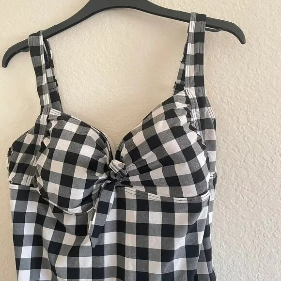 NEXT Plaid One Piece Black and White Bathing‎ Suit - Picture 4 of 6